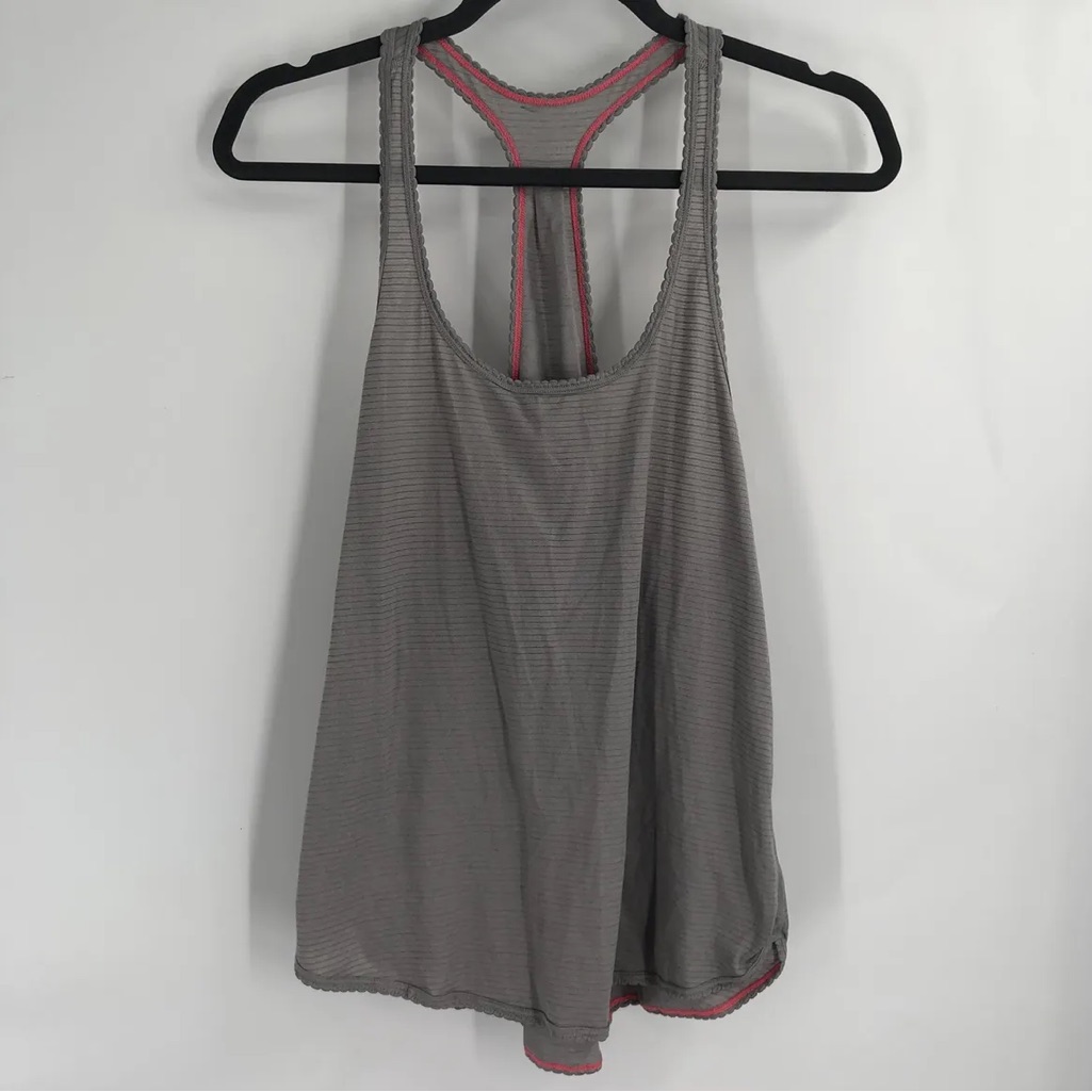 Lululemon 105 F Singlet Tank Racerback Scallop Trim Heathered Grey Light Luon